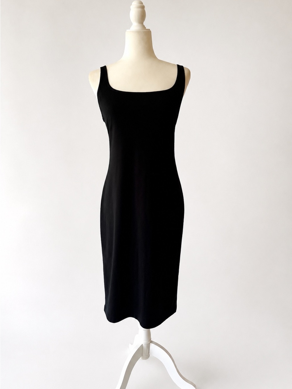 ZARA Black Minimalist Tank Midi Dress – Stretch Bodycon